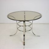 Midcentury Chrome and Glass Dining Table, Italy 1970s