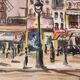 Aquarelle française vintage du Moulin Rouge, à Paris, signée Ch. Vogel, de 1948