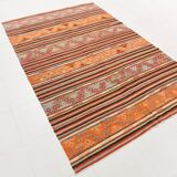 Red & Orange Mid Century Modern Kilim Rug, 174x267Cm