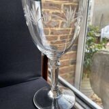 5 blown, cut and engraved crystal wine glasses