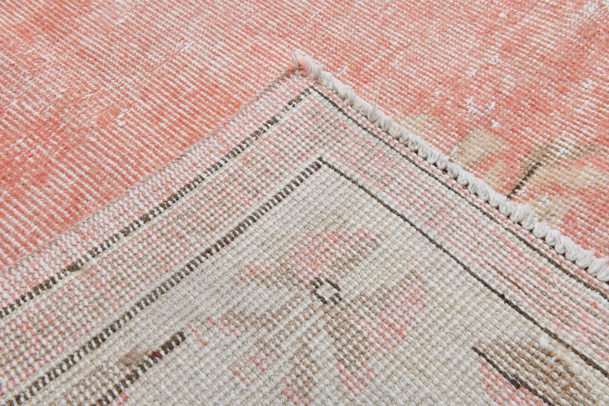 6x9 Turkish Soft Pink Bordered Vintage Rug, 191x282Cm