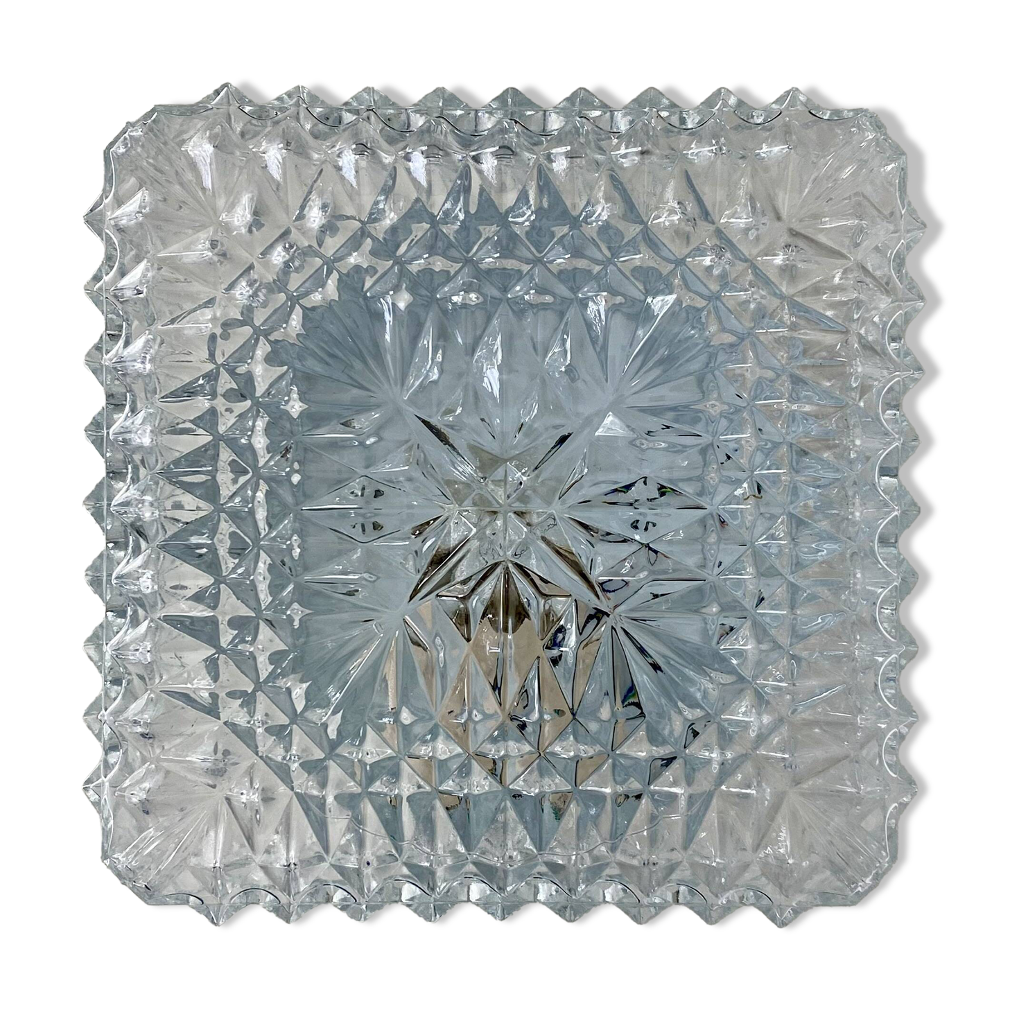 Wall light ceiling square glass minimalist porthole 1970 1980 seventies eighties LAMP-7311