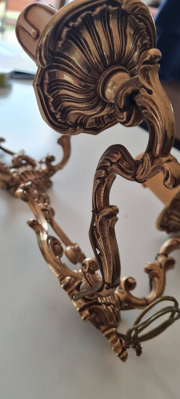 Paire d'appliques en bronze doré à double feux Mod Dep Bronze