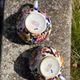 Gien earthenware tea cups and saucers with peony decor