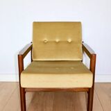 Fauteuil Vintage en Velours Olive, Années 70