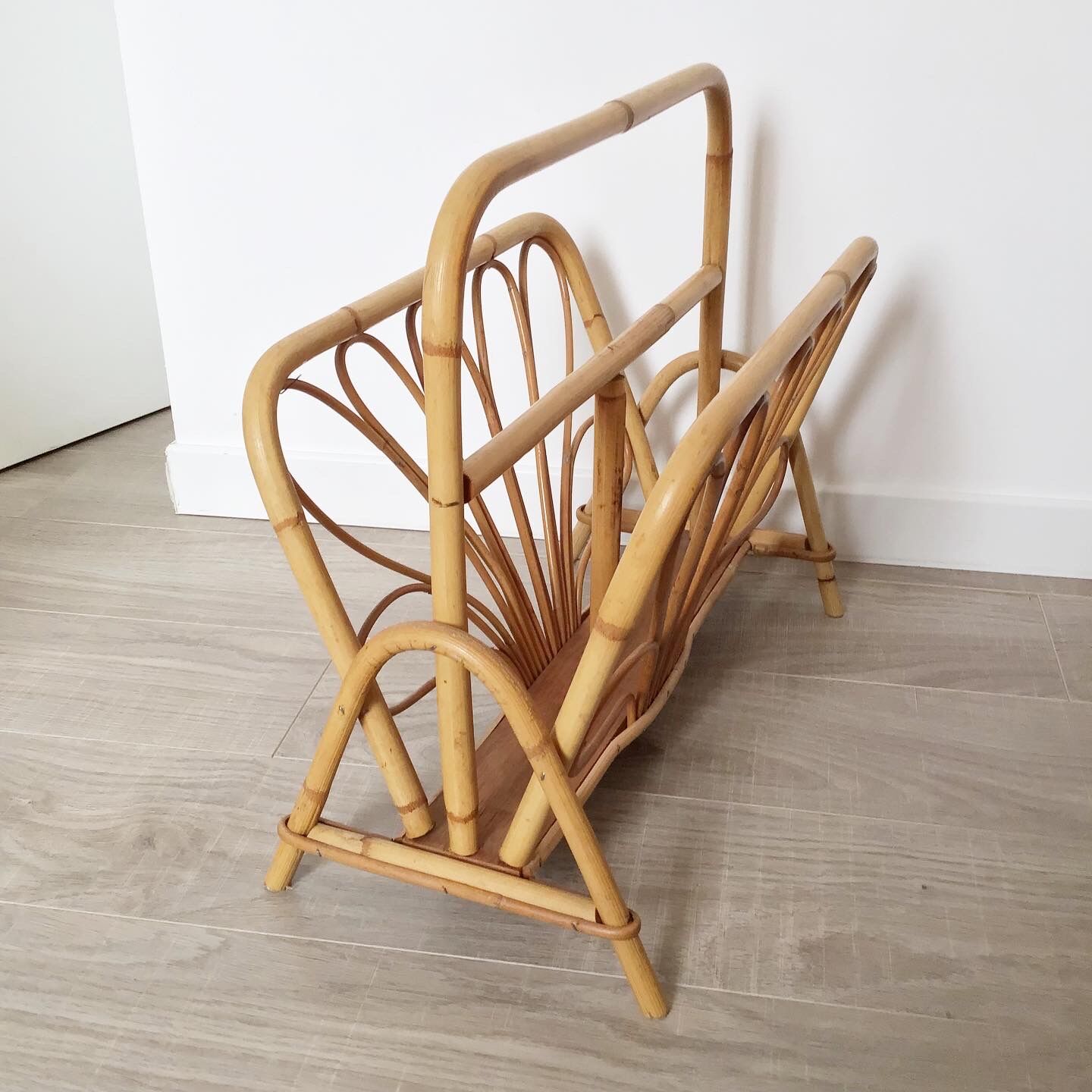 Vintage rattan magazine holder