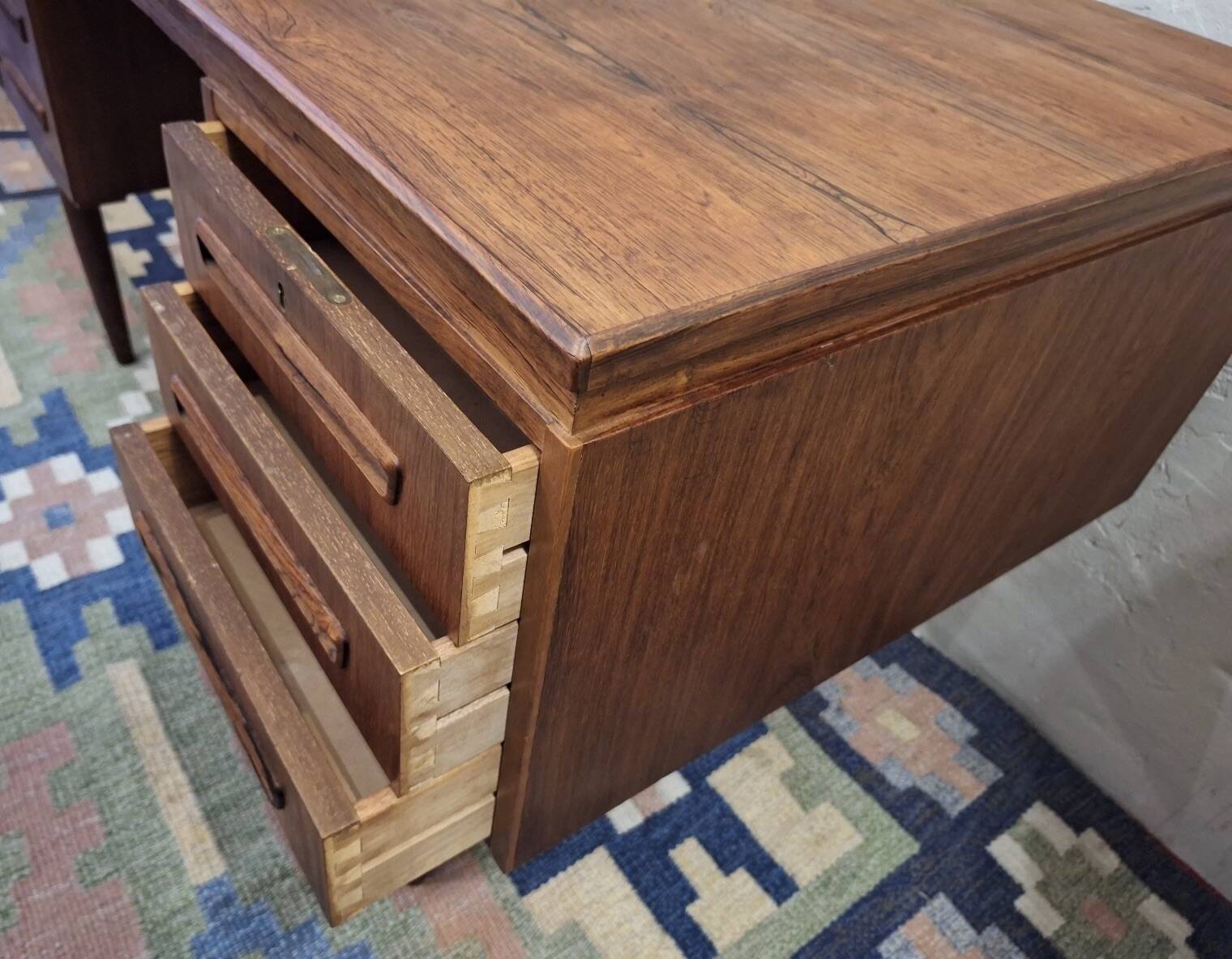 Mid century double-sided rosewood desk by J Svenstrup, Denmark 1960s