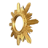 Golden carved wooden sun mirror — 42 cm