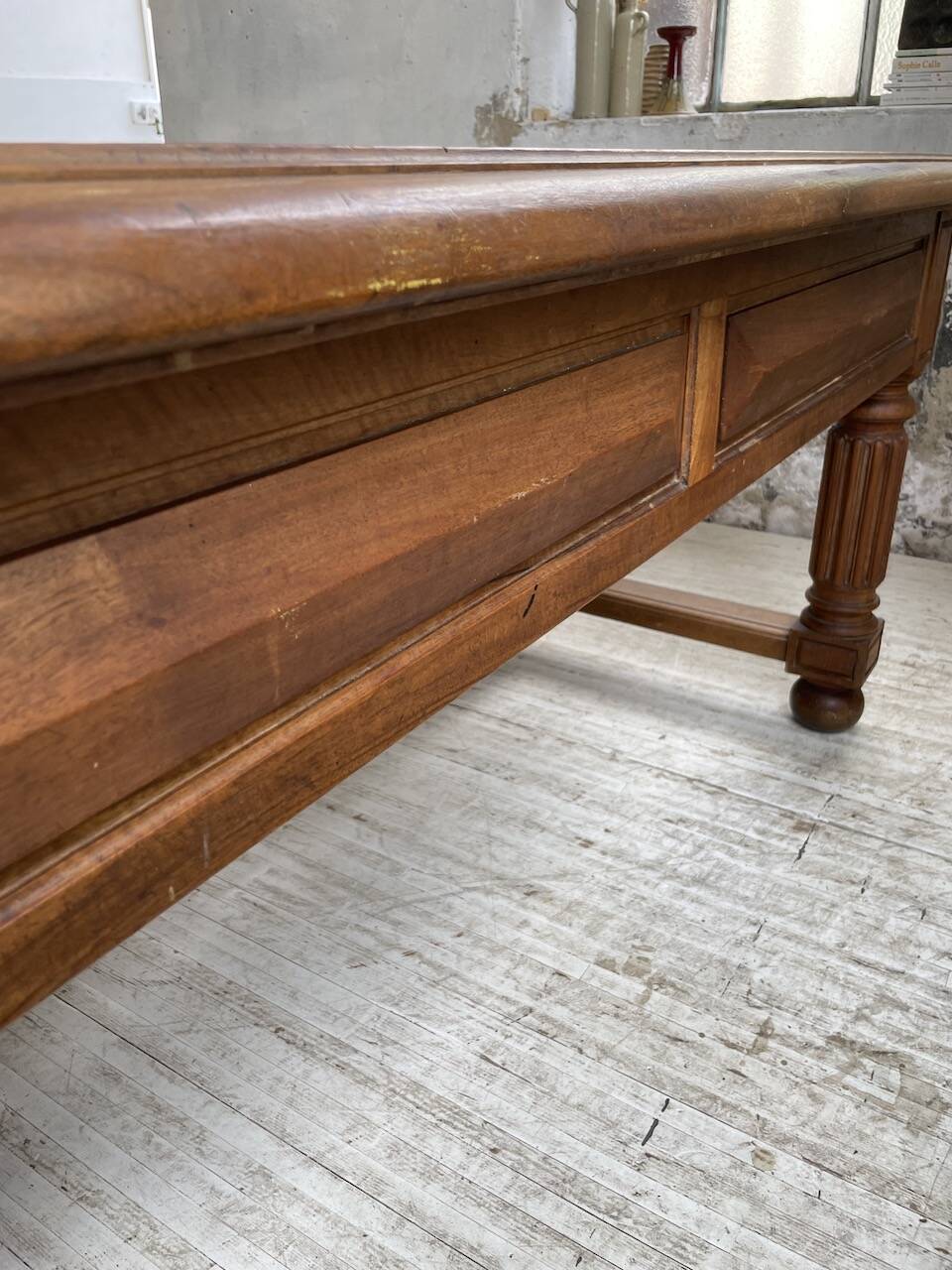 Solid walnut farmhouse castle table 1900 XXL