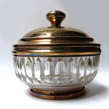 2 old-cut glass jars with gold-plated lid