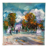 Oil on canvas, a public garden, signed Jacques Wallart.