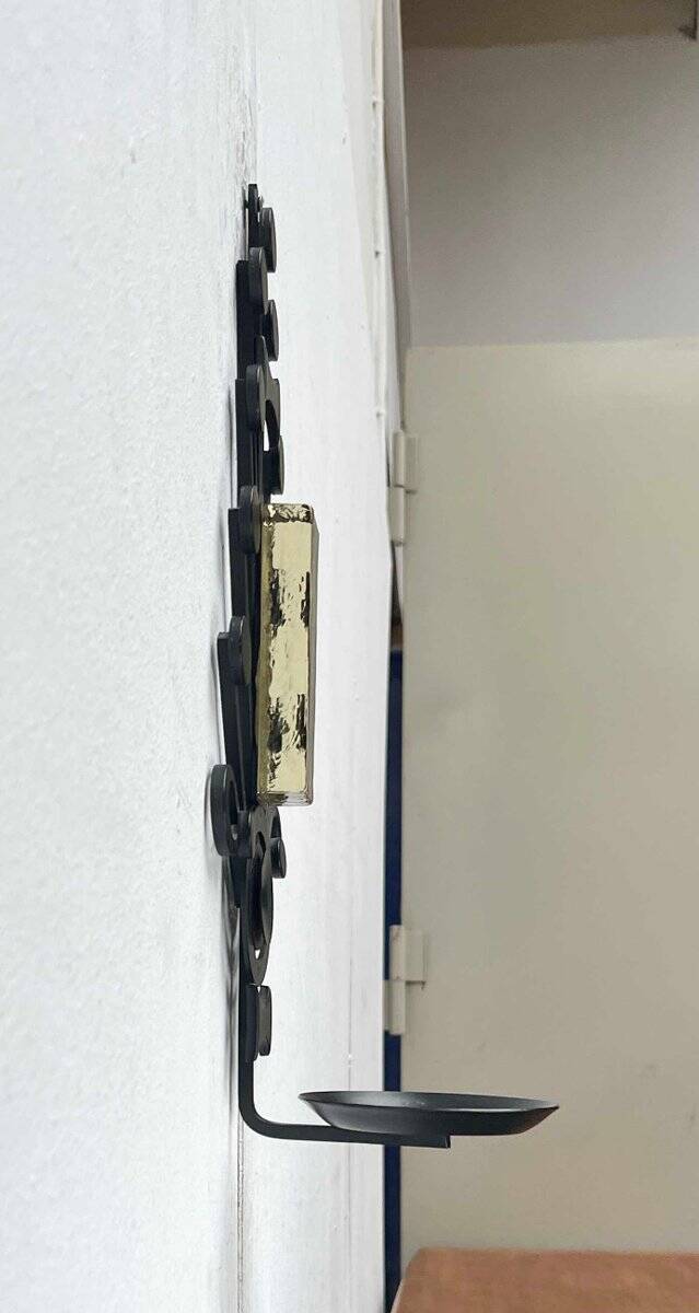 Mid-century modern Danish candle holders in metal and glass by Dantoft, 1960s, set of 2.