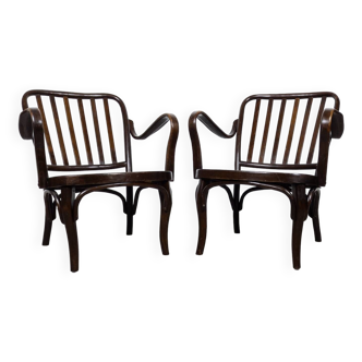 Paire de fauteuils en bois courbé Thonet A 752 par Josef Frank
