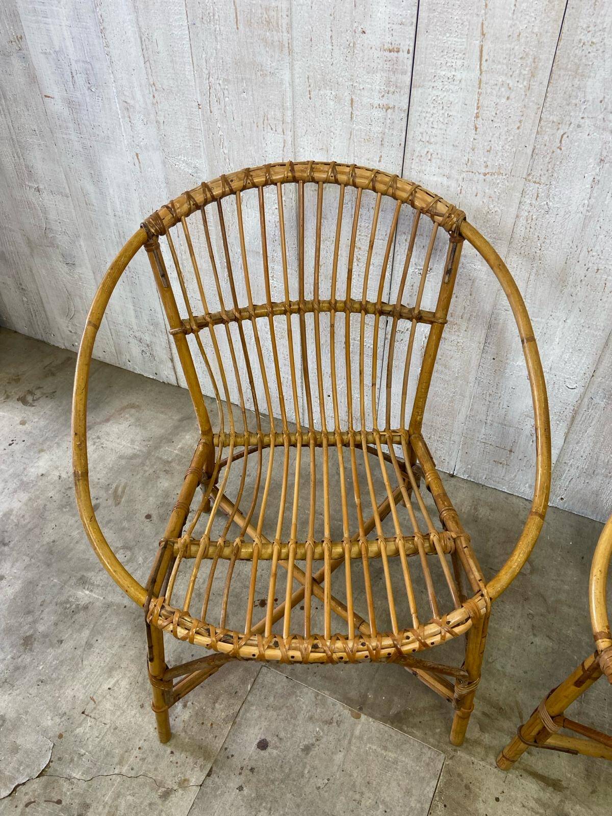 Pair of rattan armchairs