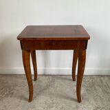Small marquetry pedestal table with key storage