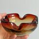 Murano style blown glass cup, multi-colored red gradient ashtray