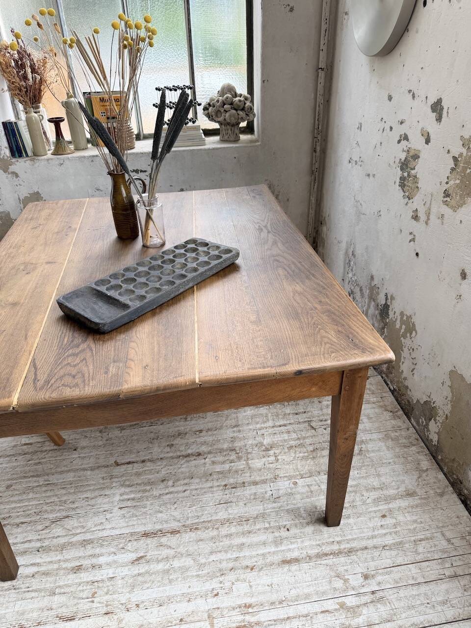 Large “square” oak farmhouse table 1950