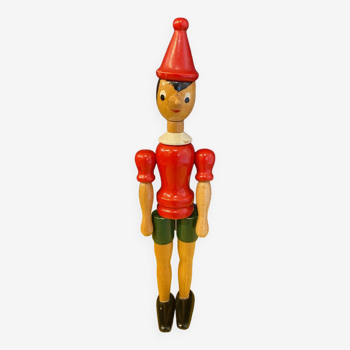Articulated wooden pinocchio statuette old toy