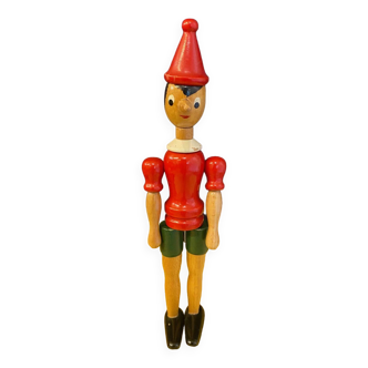 Articulated wooden pinocchio statuette old toy