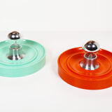 Pair of colourful 'pop art' disc sconces, Italy 1980s