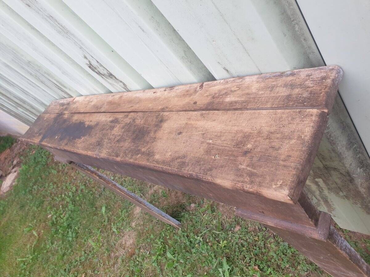 Country-style fireplace surround - stained poplar - late 19th century