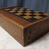 Backgammon game old wooden board game