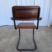 Chaise de salle à manger en cuir matelassé vintage : fauteuil de bureau industriel