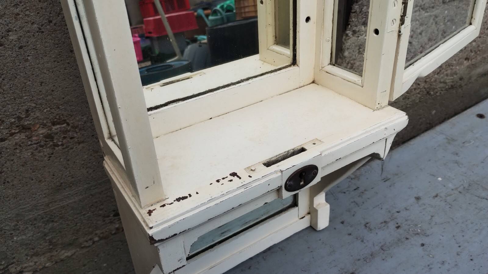 Pair of 2 old small solid wood display cabinets