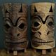 Pair of mid-20th century Africanist statue masks in carved wood