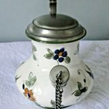 Ceramic belly pitcher lid and spout closed capodimonte chimeric decoration