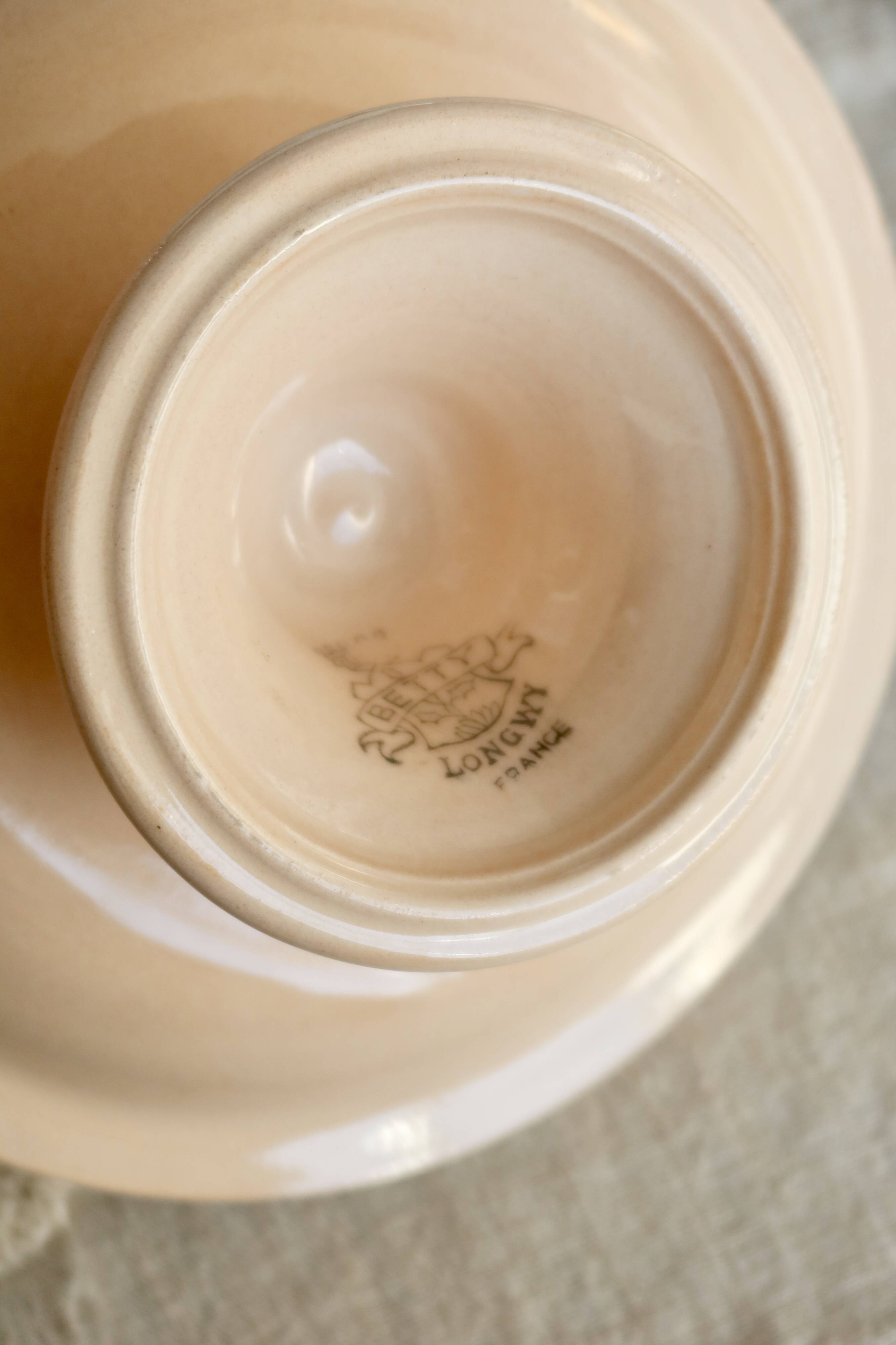 Antique Longwy compote in pink earthenware - Betty series - Art Deco design