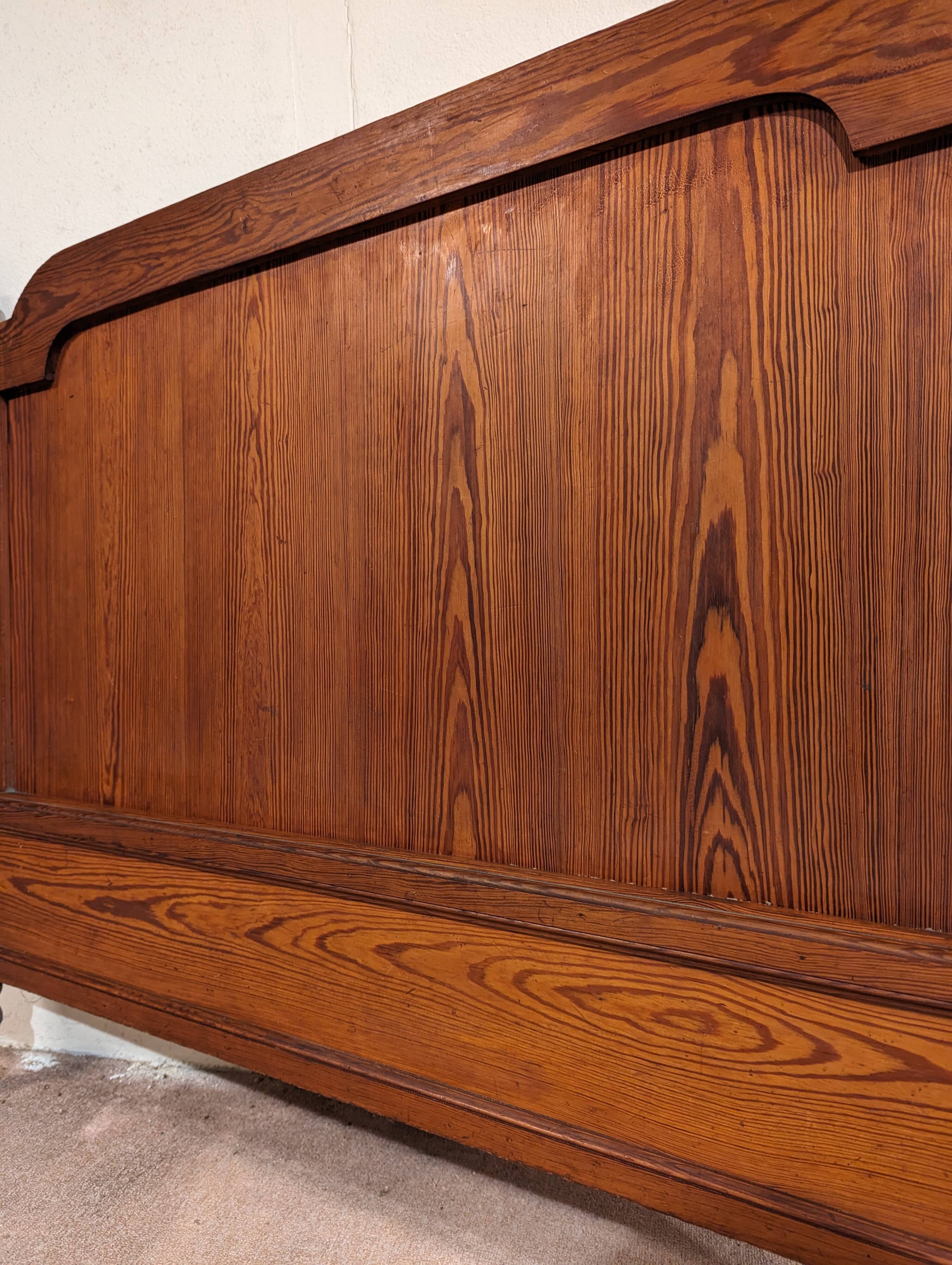 Antique headboard in solid pitch pine