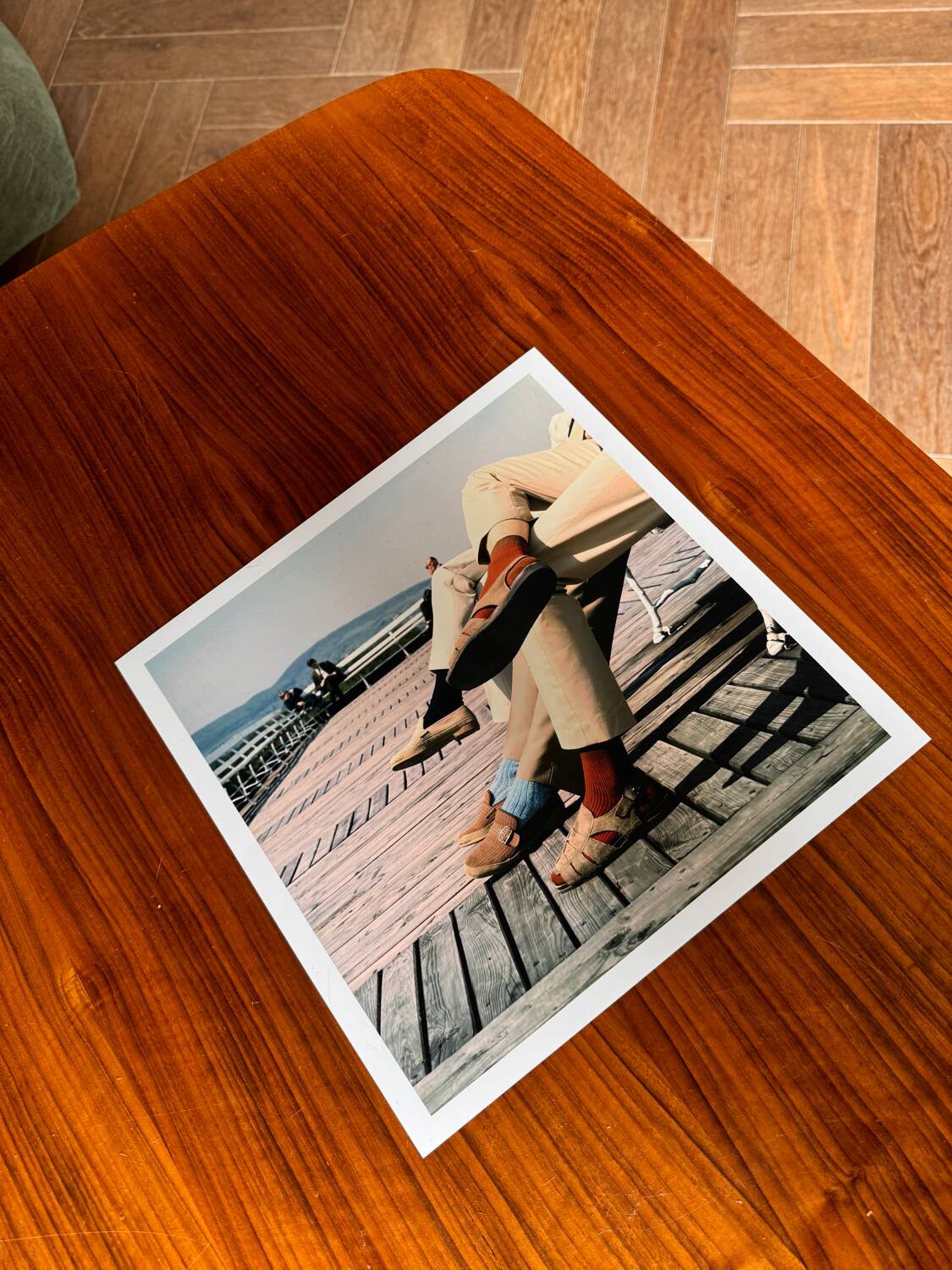 ⸻  Vintage Color Photograph from 1973 – Shoes on Wooden Deck