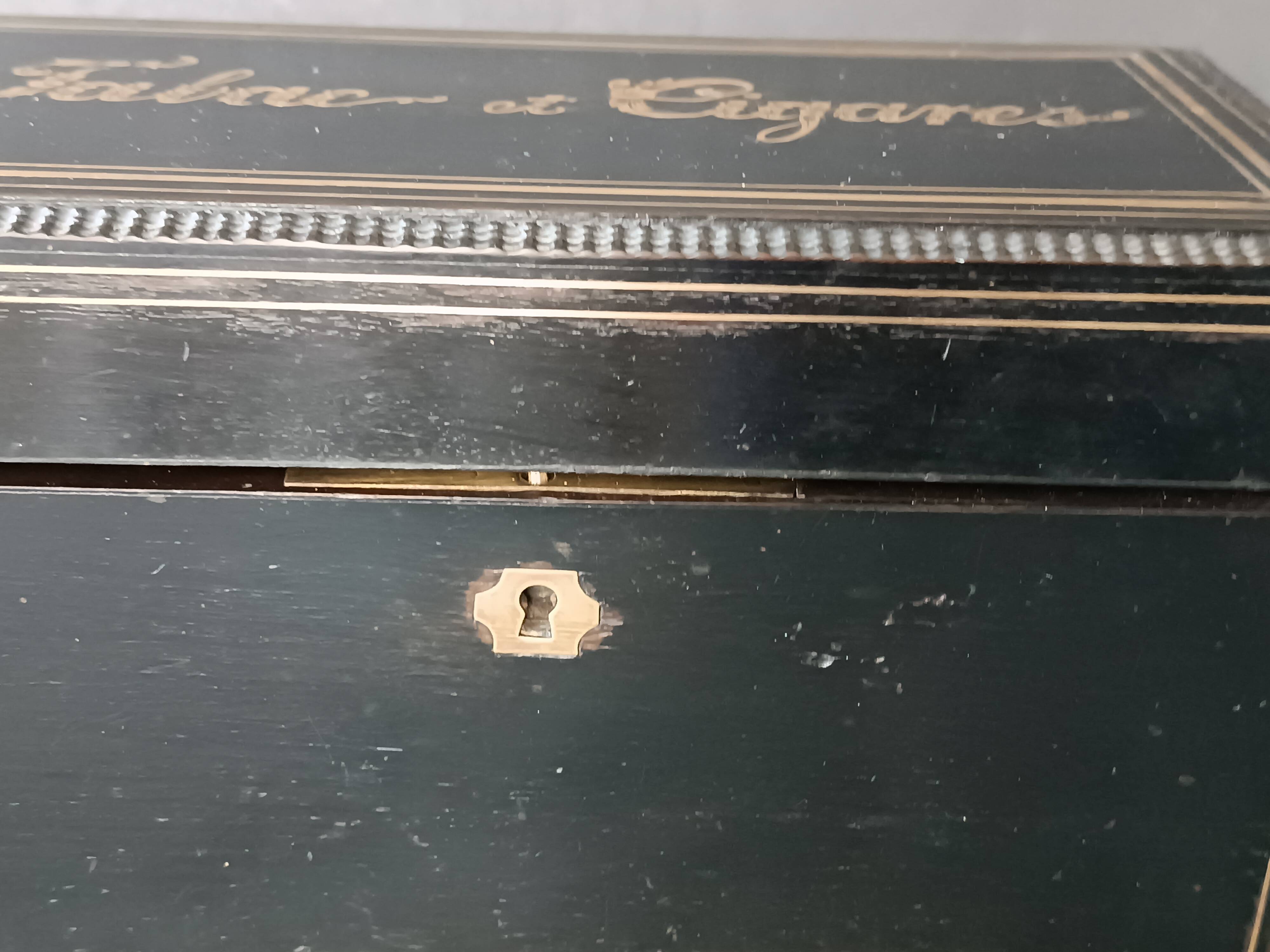 Coffret à tabac et cigares en bois et laiton Napoléon 3