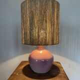 Vintage lamp in pink stoneware and rope years 60-70