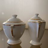 Sugar bowl and milk jug in Pallas Limoge porcelain