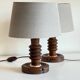 Pair of vintage wooden lamps