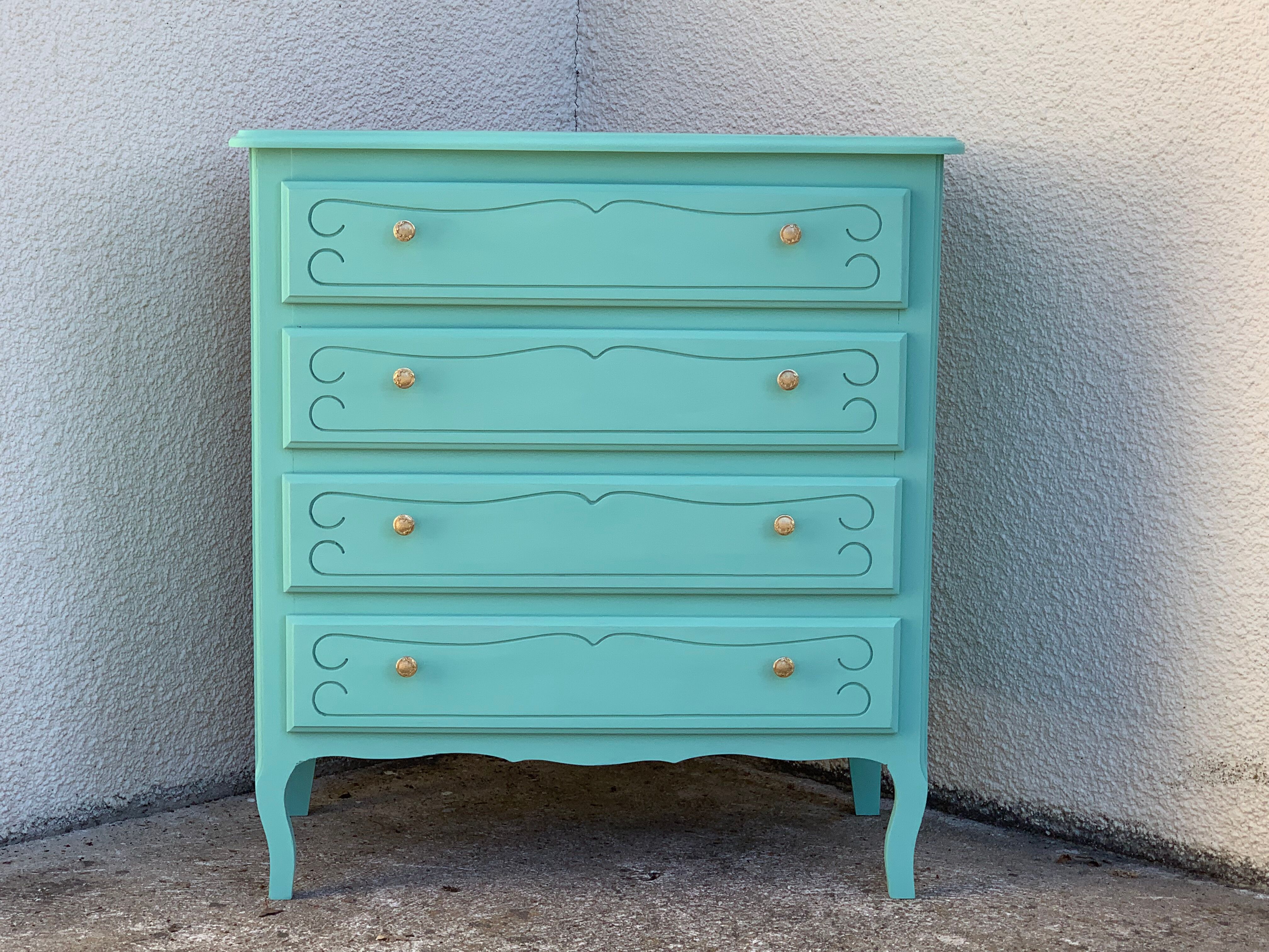 Vintage mint green chest of drawers 1950
