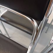 Set of 6 vintage Italian stackable chairs in chrome metal and skai.