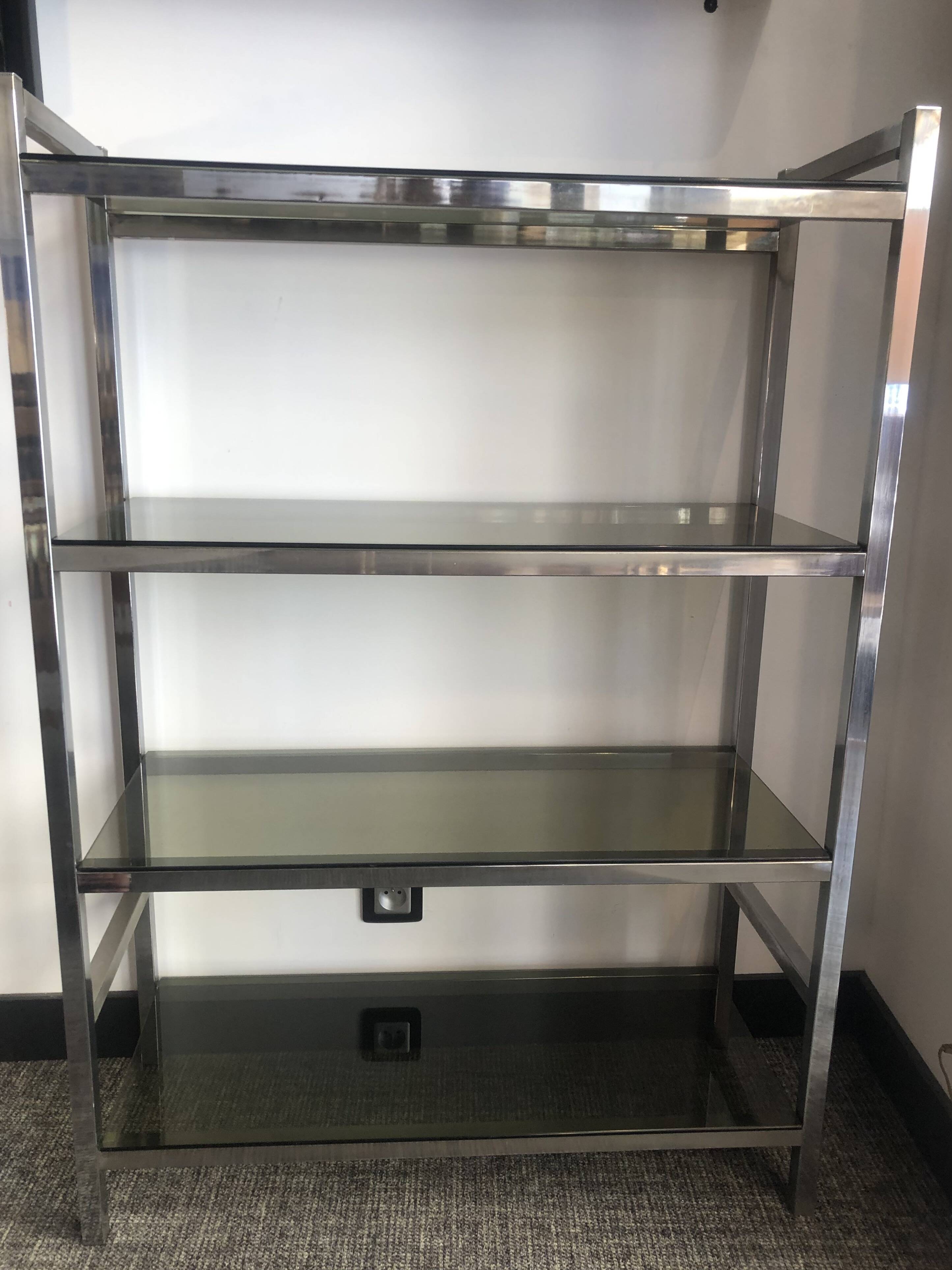 Chrome and smoked glass shelf from the 70s.