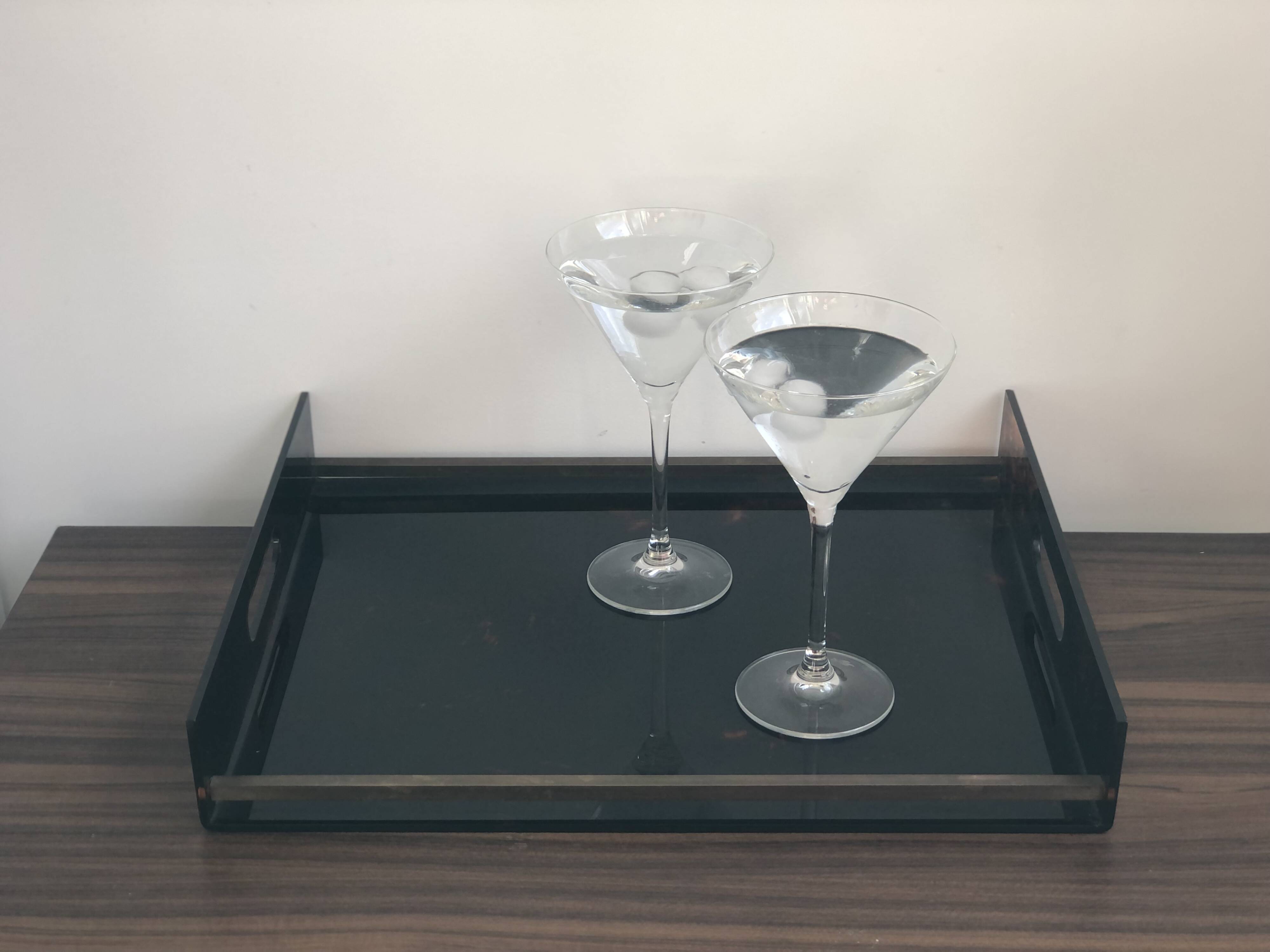 Lucite and brass tray, 70s