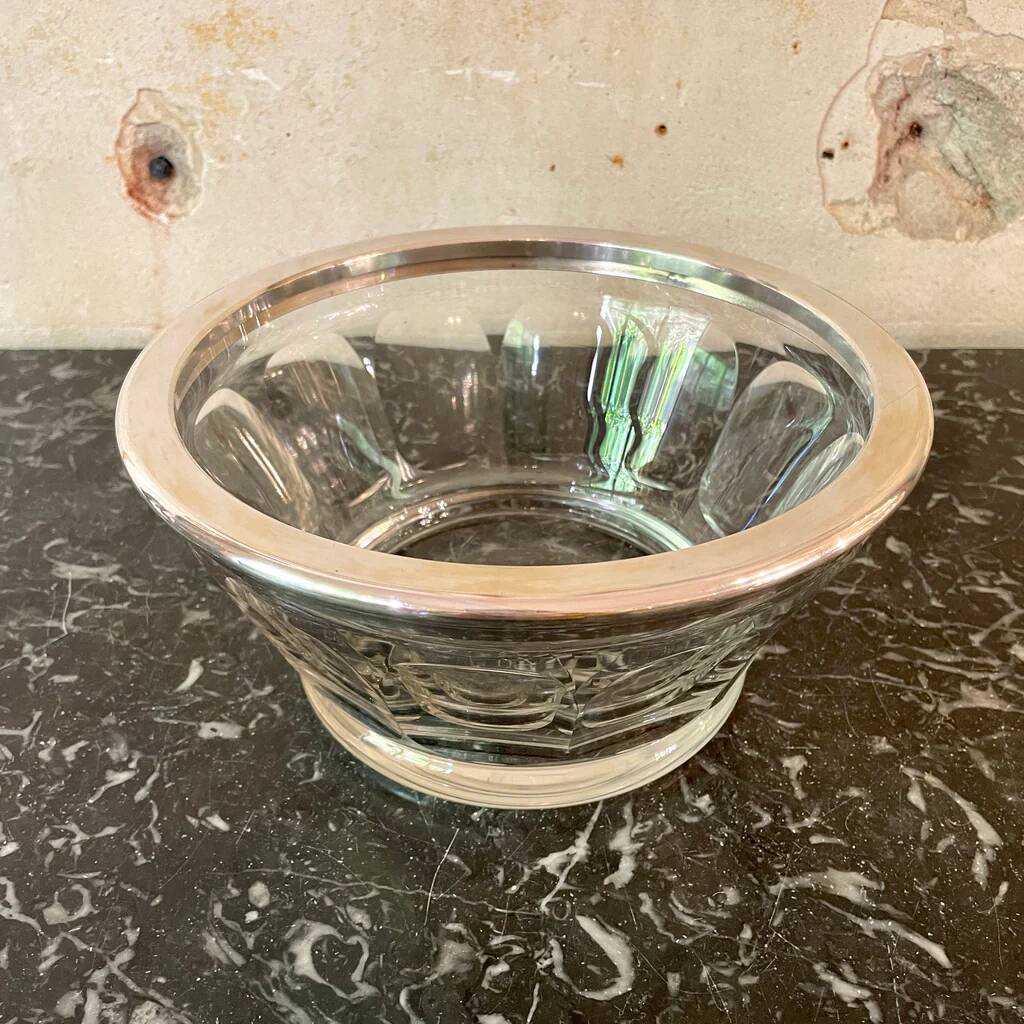 Crystal and silver-plated metal bowl by Saglier Frères