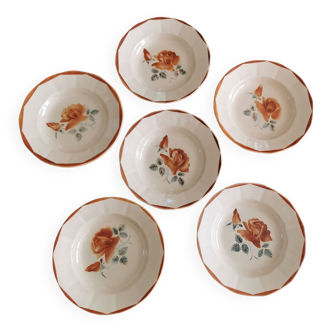 Assiettes Creuse Digoin Sarreguemines Rose Orange