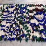 Tapis Berbère blanc et bleu Azilal - 165 x 73 cm