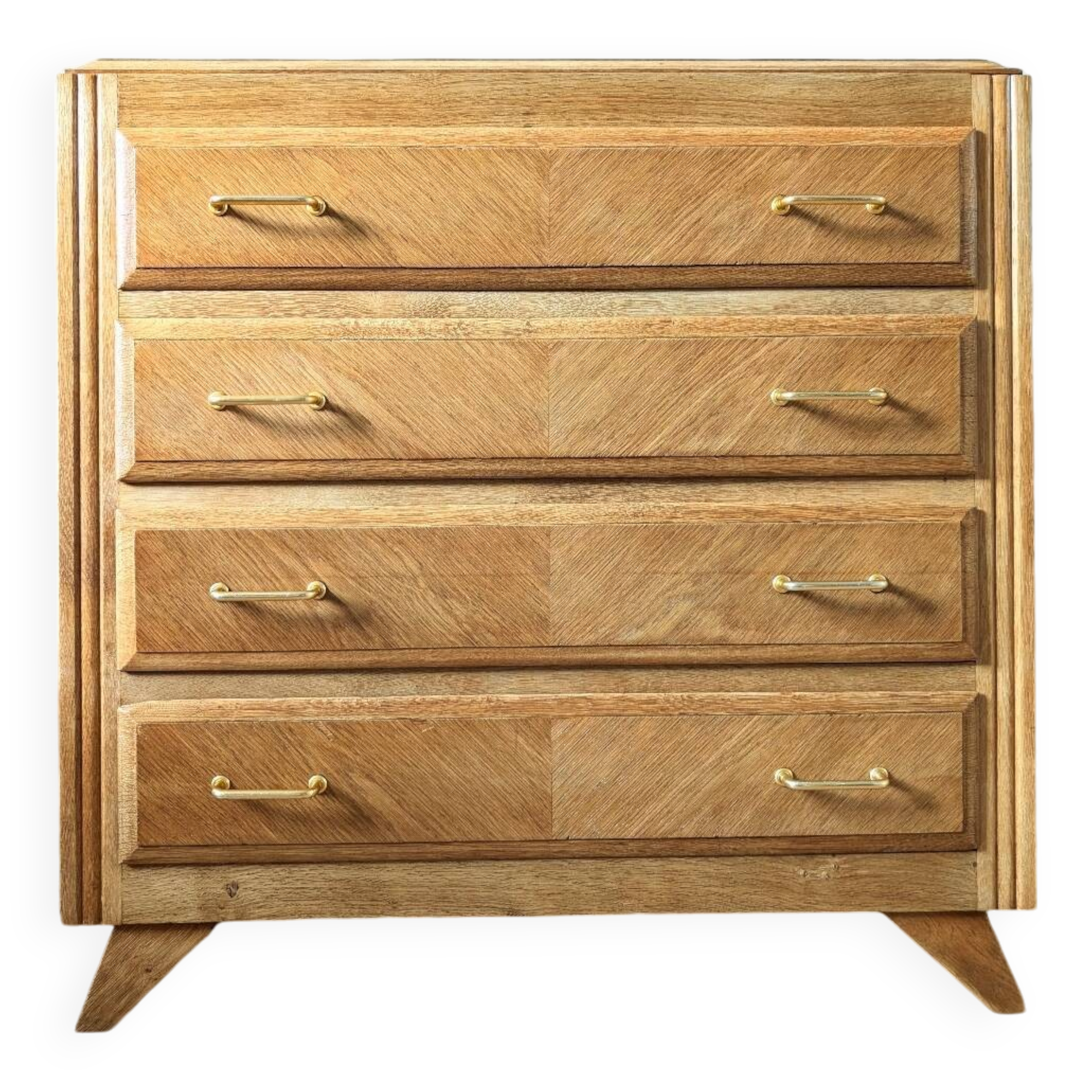 Vintage oak chest of drawers with compass feet