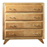 Vintage oak chest of drawers with compass feet
