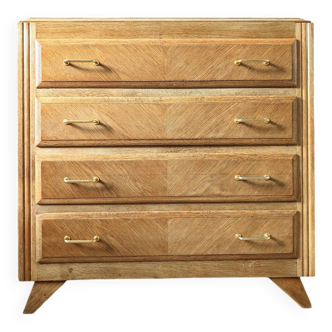 Vintage oak chest of drawers with compass feet