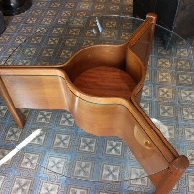 Wooden and glass coffee table 1960