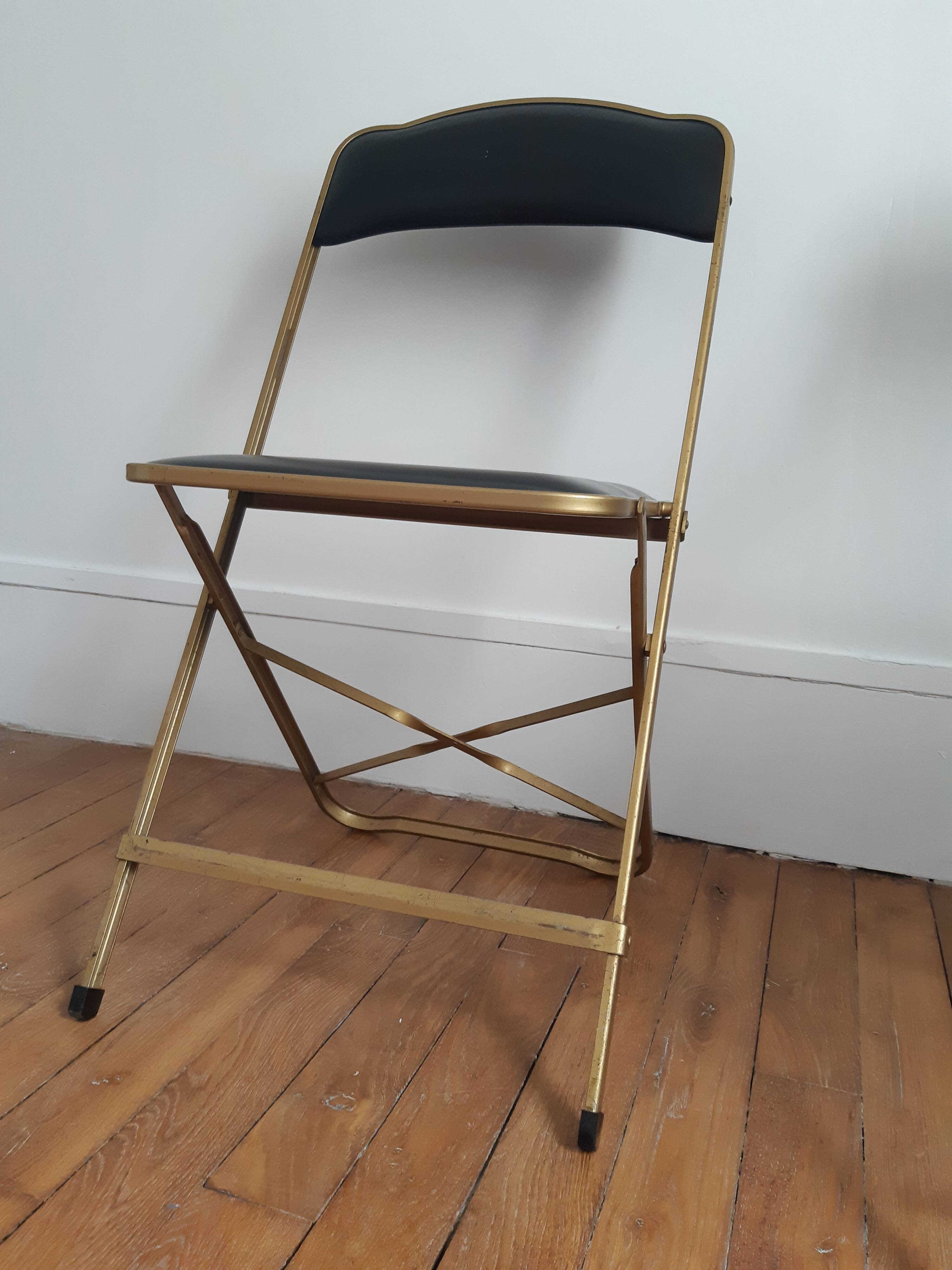 Lot de 2 chaises pliantes skai et métal