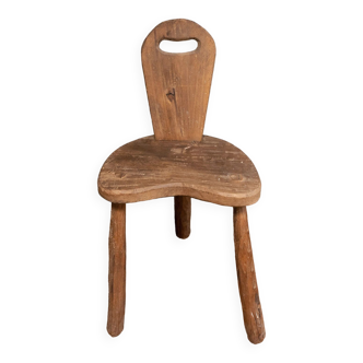 Brutalist chair mid-twentieth three legs natural wood